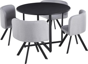 Étkező szett 1+4, fekete/világosszürke, BEVAN NEW