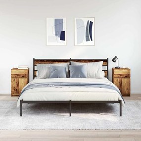 2 db antik fa színű szerelt fa éjjeliszekrény 39x35x65 cm