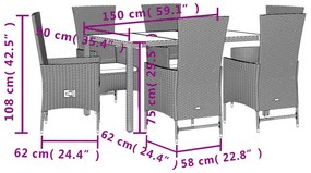 7 részes bézs polyrattan kerti étkezőgarnitúra párnákkal