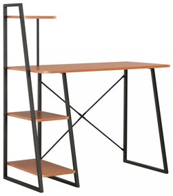 fekete és barna íróasztal polcrendszerrel 102 x 50 x 117 cm