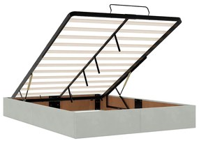 Ottomán ágykeret matracokkal világosszürke 140x190cm bársony