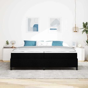 Boxrugós ágy Fekete és fekete 200 x 200 cm Textil és mérnöki fa