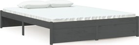 vidaXL Double szürke tömör fa ágykeret 135 x 190 cm