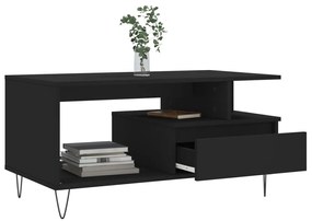 Fekete szerelt fa dohányzóasztal 90 x 49 x 45 cm