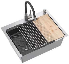 Acél mosogatótálca LUKE 110 WORKSTATION BRUSH NICKEL