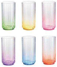 Szivárványos színes üveg pohár 6 db szett long drink 500 ml