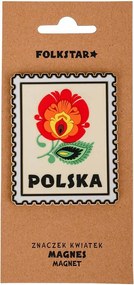 Pvc hűtőmágnes – Folkstar, Łowicz virág, matrica forma, lengyel dekoráció