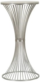 Ezüst színű fém kisasztal márvány hatású asztallappal