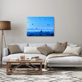 Kép - léggömbök a táj felett (üvegen) (70x50 cm)