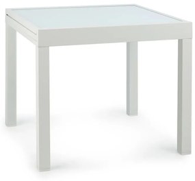 Blumfeldt Pamplona extension, kerti asztal, 180 x 83 cm max., alumínium, üveg, fehér