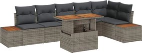 vidaXL Kert étkező szett párnával 7 pcs Szürke és Barna
