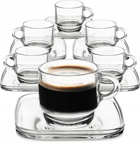 6x Üveg Csészék Kávéivó Aljjal Espresso Csésze Szett