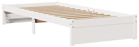 fehér tömör fenyőfa ágykeret fejtámlával 75 x 190 cm