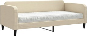 vidaXL krémszínű szövet kanapéágy matraccal 90 x 200 cm