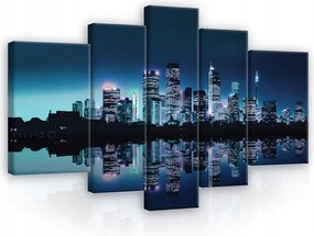 Vászonkép falikép város éjszaka folyó 170x100