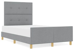 Ágykeret fejtámlával Világosszürke 120 x 190 cm szövet