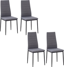 HOMCOM 4 db Linoszövet Kárpitozott Étkezőszék Modern Konyhai Szék Magas Háttámlával és Fém Lábakkal 120 kg Teherbírással 41x50x97 cm Szürke | Aosom
