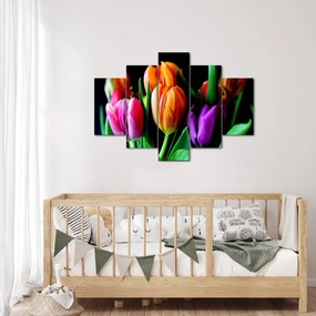 Tulipánok képe fekete alapon (150x105 cm)