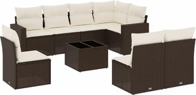vidaXL 9 részes barna polyrattan kerti ülőgarnitúra párnákkal