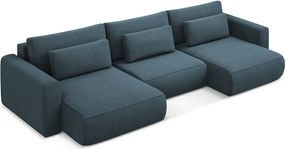 Kék kinyitható-tárolóhelyes (U alakú) sarokkanapé Kapua – Makamii