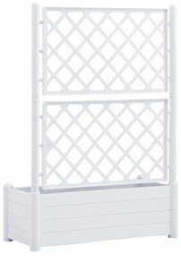 Fehér polipropilén rácsos kerti ültető 100 x 43 x 142 cm