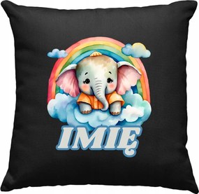 Gyerek párna Elefánt szivárvánnyal +Név Fekete
