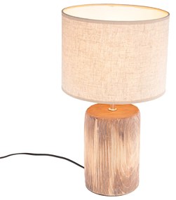 Vidéki asztali lámpa bézs barna színben 43 cm - Lipa