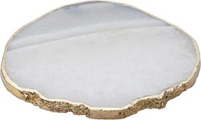 CRYSTAL poháralátét arany szegéllyel, fehér kvarc Ø10cm