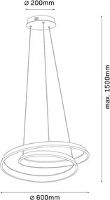 LED csillár kábelen GLOW LED/75W/230V 4000K Ø60 cm arany