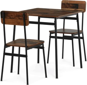 2 személyes old wood MDF étkezőgarnitúra 70x70x76 cm – AUT-O2121