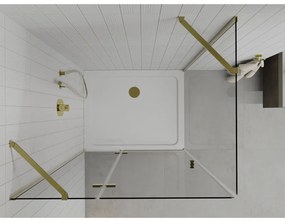 Mexen Roma zuhanykabin 120 x 70 cm, 6mm átlátszó üveg, arany profil + Vékony zuhanytálca, 854-120-070-50-00-4010