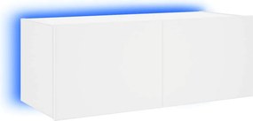 vidaXL fehér falra szerelhető TV-szekrény LED-lámpákkal 80x35x31 cm