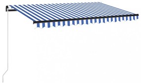 kék és fehér kézzel kihúzható napellenző 450 x 350 cm