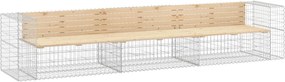 vidaXL tömör fenyőfa gabion kerti pad 347x71x65,5 cm