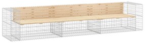 vidaXL tömör fenyőfa gabion kerti pad 347x71x65,5 cm