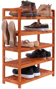 RUSTIC cipőtartó polc, 5 polc, 75x26x82cm, természetes barna Casaria