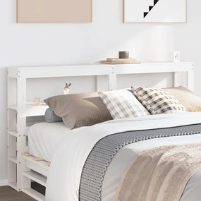 fehér tömör fenyőfa fejtámla polcokkal 135 cm