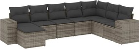 vidaXL 8 részes szürke polyrattan kerti ülőgarnitúra párnákkal