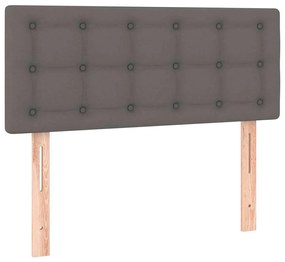 szürke műbőr rugós és LED-es ágy matraccal 120x190 cm