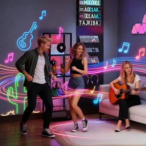 Állólámpa RGB üvegpolcokkal, 4-szintes LED állólámpa távirányítóval, fekete