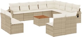 vidaXL 13 részes bézs polyrattan kerti ülőgarnitúra párnákkal