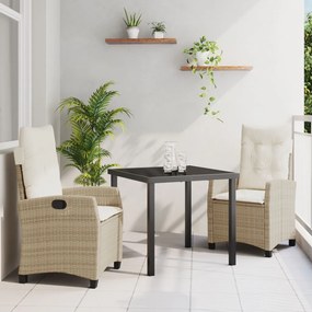 3 darabos kerti étkezőgarnitúra párnákkal bézs színben poly rattan