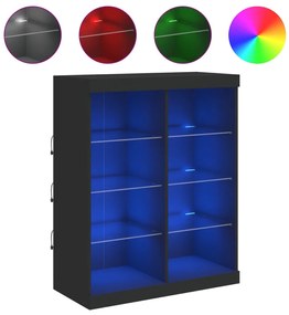 fekete tálalószekrény LED-világítással 81 x 37 x 100 cm