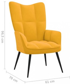 pihenőfotel zsámolynal mustárzöld bársonyból