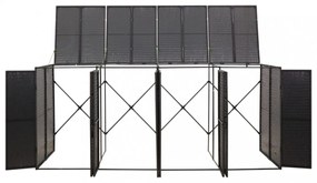fekete polyrattan négyes kerekeskuka tárolófészer 274x80x117 cm