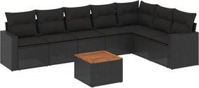 vidaXL 8 részes fekete polyrattan kerti ülőgarnitúra párnákkal