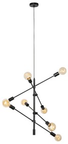 Ipari függőlámpa fekete 8 lámpás - Sydney
