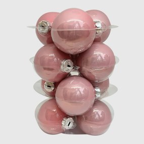 Powder Rose rózsaszín üveg karácsonyi gömb szett 12*6cm
