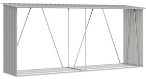 vidaXL szürke horganyzott acél kerti tűzifatároló 330 x 84 x 152 cm
