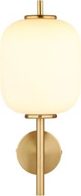 Globo 15217W Fali lámpa fém sárgaréz színű, fehér üveg, fényirány: felfelé, SzxM: 135x325mm, Mélység: 185mm, LED 7W 230V, 779lm forrás, 606lm kimenet, 3000K